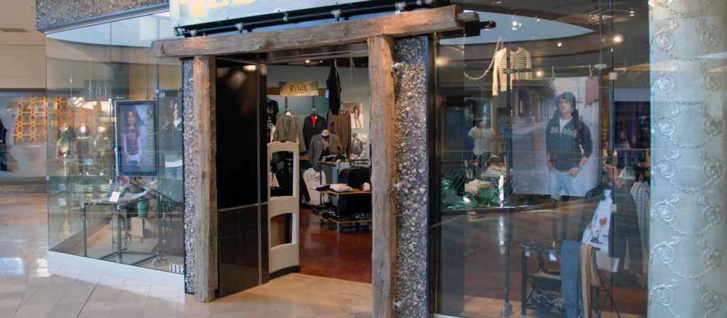 Hand Hewn Beams Used as Commercial Doorframe