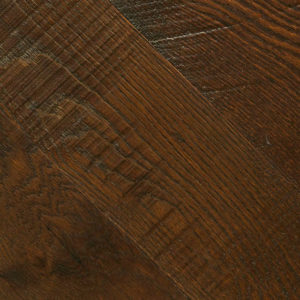 Close-up of the Malted Barley floor with a dark brown herringbone pattern, featuring a textured, natural wood grain that offers a rustic and elegant look.