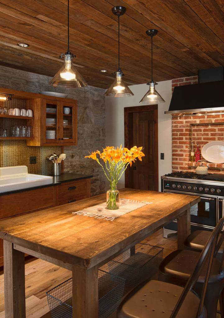 Kitchen wood ceiling