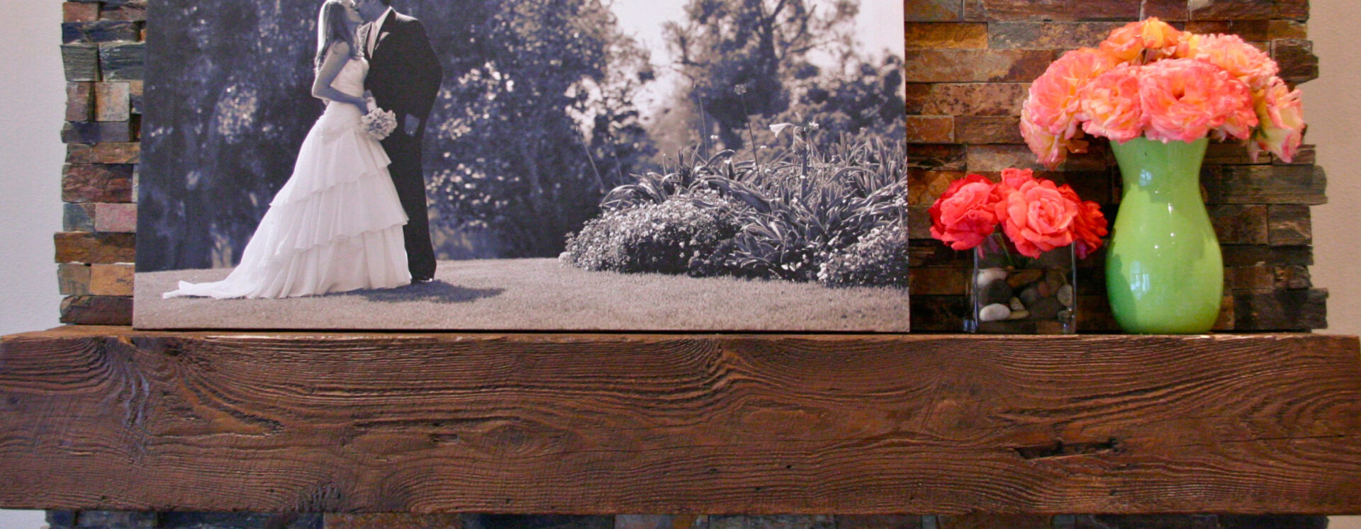 Reclaimed Rough Sawn Mantel - Walnut Wax