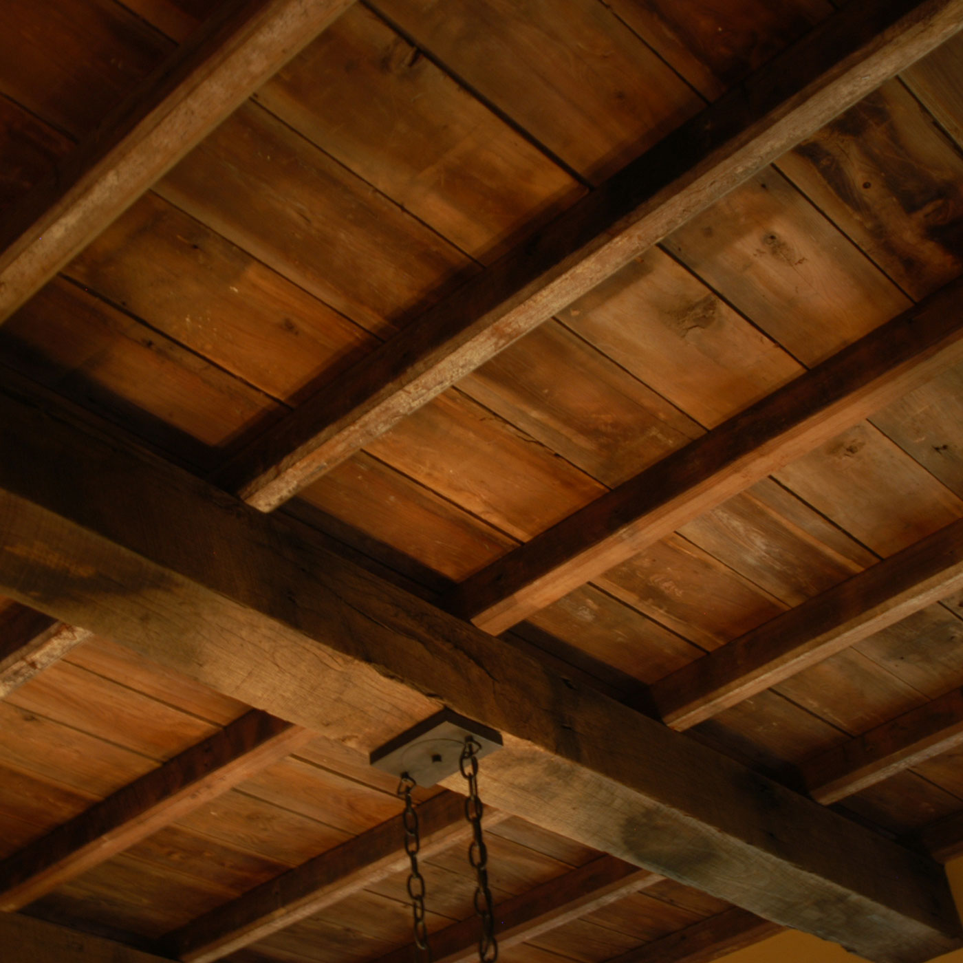 Barnwood Ceiling With Beams
