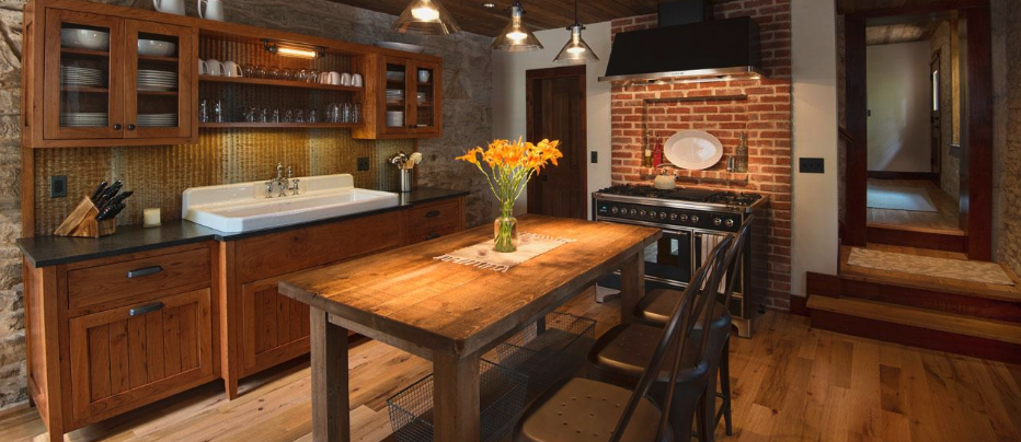 reclaimed butcher block table