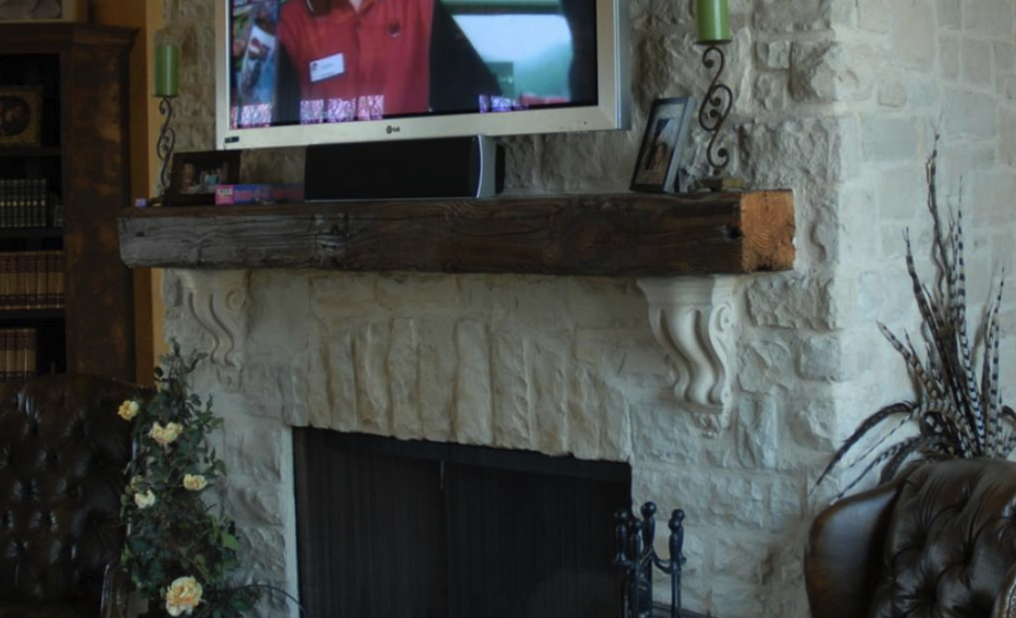 wood floating mantel