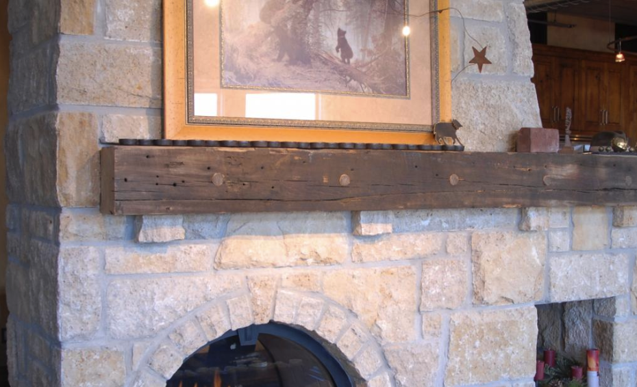 wood mantel with white