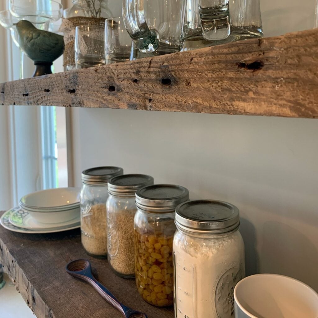 Reclaimed Wood Shelves in the Modern Farmhouse Kitchen