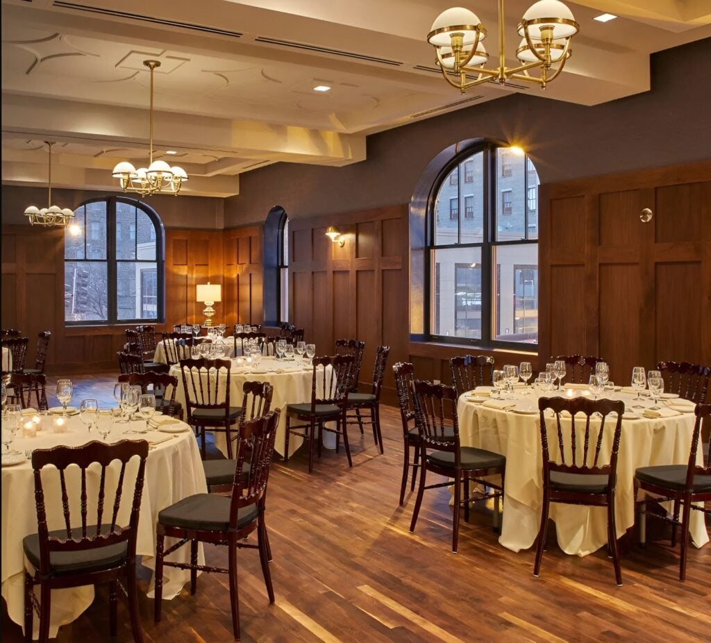 Luxurious Walnut Flooring in a Formal Dining Setting